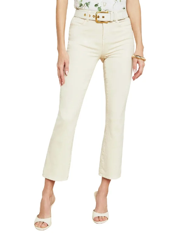 Mira Cropped Bootcut Jean In Crème Brulee Chic Rip-Detail High-Waist Jeans