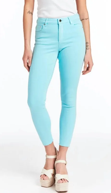 Mona High Waist Skinny Crop Jean In Angle Blue Trendy Button-Up High-Waist Jeans