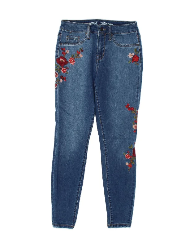 MOSSIMO Womens Super Strech High Rise Jegging Jeans W25 L26 Blue Floral Casual Skinny Fit Jeans