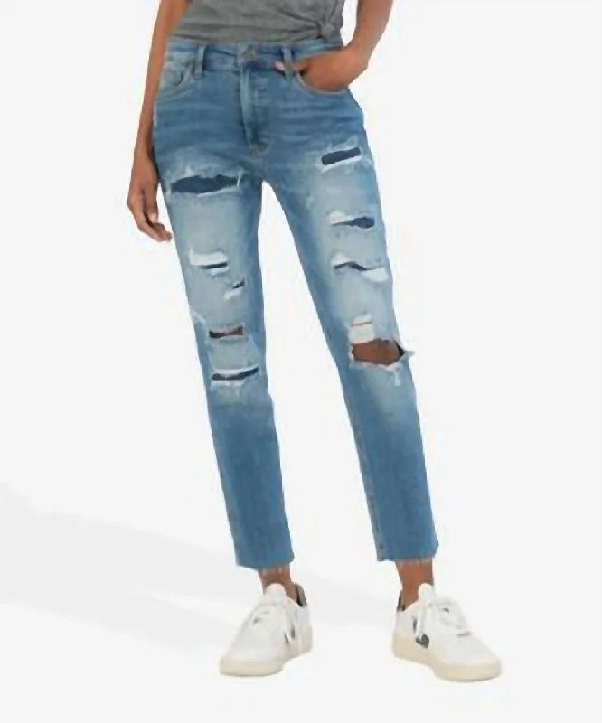 Rachael High Rise Fab Ab Mom Jean In Revolution Chic Rip-Detail High-Waist Jeans