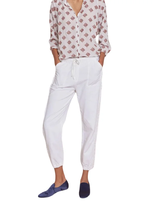 ROBERTA ROLLER RABBIT Women's White Dolkar Utility Pant Sz L $165 NEW Classic Straight Pants