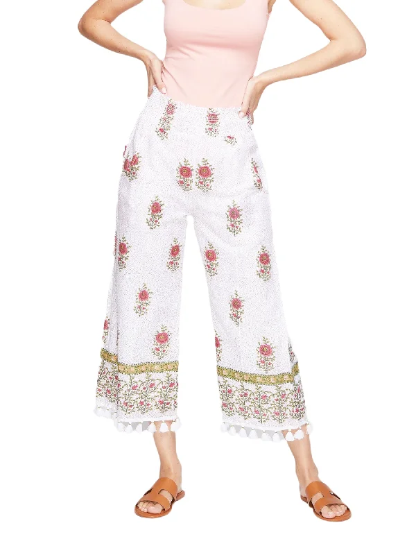 ROBERTA ROLLER RABBIT Women's White Valley Floral Jakara Pant $168 NEW Cozy Maternity Pants