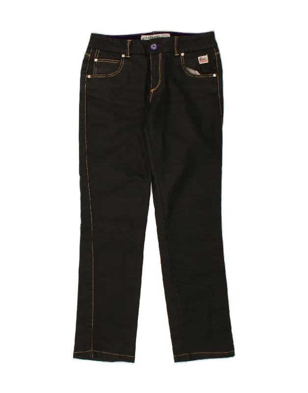 ROY ROGERS Womens Straight Jeans W29 L29 Black Trendy Wide-Legged High-Waist Jeans