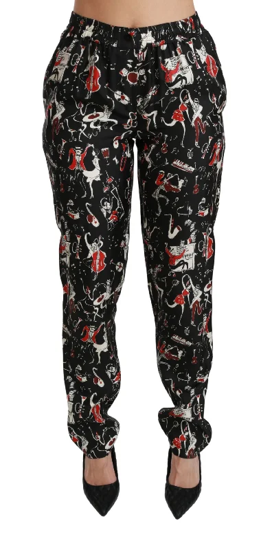 Dolce & Gabbana Sleek Silk Slim-Fit Mid-Waist Pants Wide-Legged Palazzos