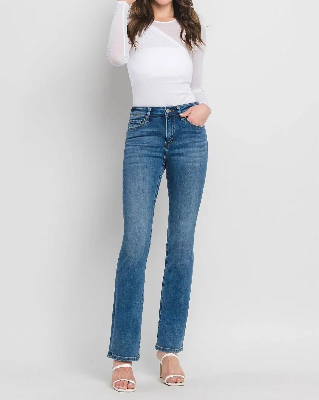 Slim Boot Cut Jeans In Denim Fashionable Distressed Jeans