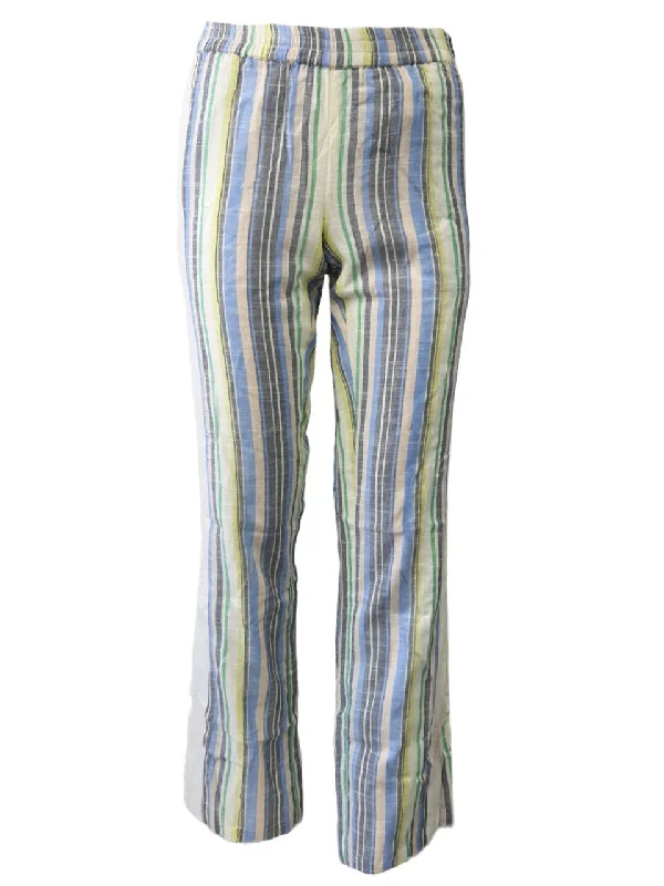 ST. ROCHE Women's Multicoloured Cotton Striped Slit Pants #S1813 X-Small NWT Trendy Work Pants ST. ROCHE Women's Multicoloured Cotton Striped Slit Pants #S1813 X-Small NWT Trendy Work Pants
