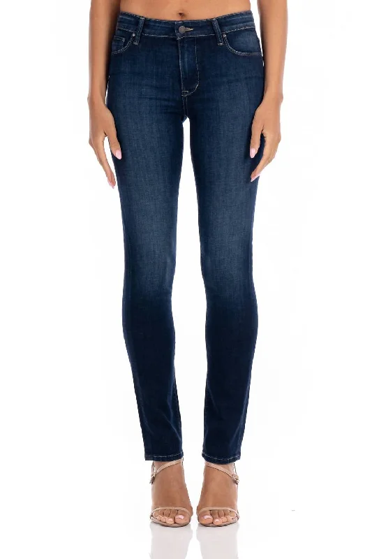 Stevie Skinny Jeans In Santa Rosa Blue Trendy Button-Up High-Waist Jeans