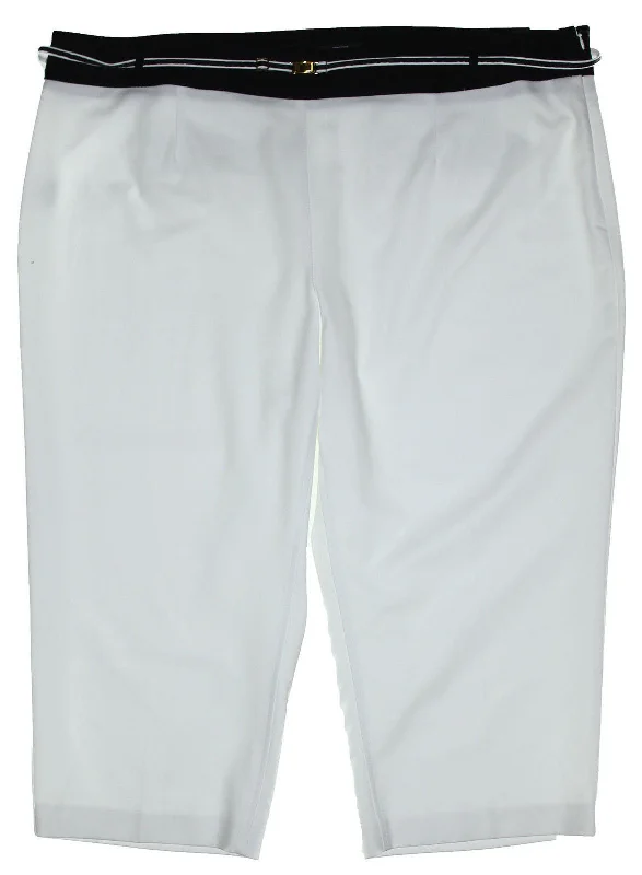 Style & Co White Contrast Waist Belted Side Zip Capri Pants Fashionable Jogger Pants Style & Co White Contrast Waist Belted Side Zip Capri Pants Fashionable Jogger Pants