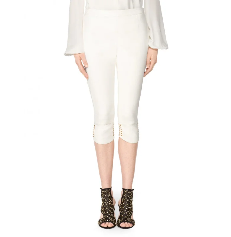 Tamara Mellon of Cream Cropped Leather Biker Pants $1,395 NEW Formal Dress Pants