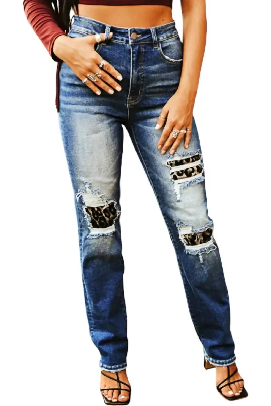 Tummy Control Boyfriend Jeans In Mid Wash Comfortable Low-Rise Jeans