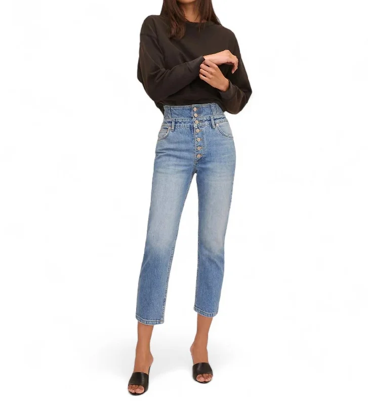 Turner Ii High Waist Jean In Indigo Medium Stone Wash Trendy Wide-Legged High-Waist Jeans