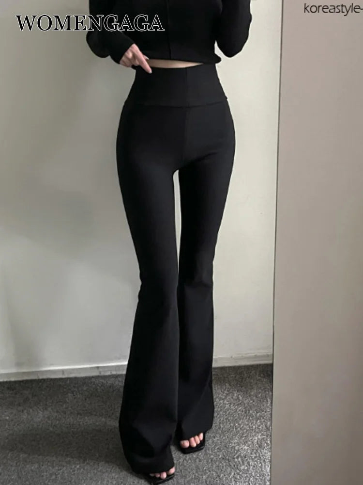 Korean Vintage Slim Autumn bell bottoms High Waist Casual Flare Pants Classic Straight Pants Korean Vintage Slim Autumn bell bottoms High Waist Casual Flare Pants Classic Straight Pants
