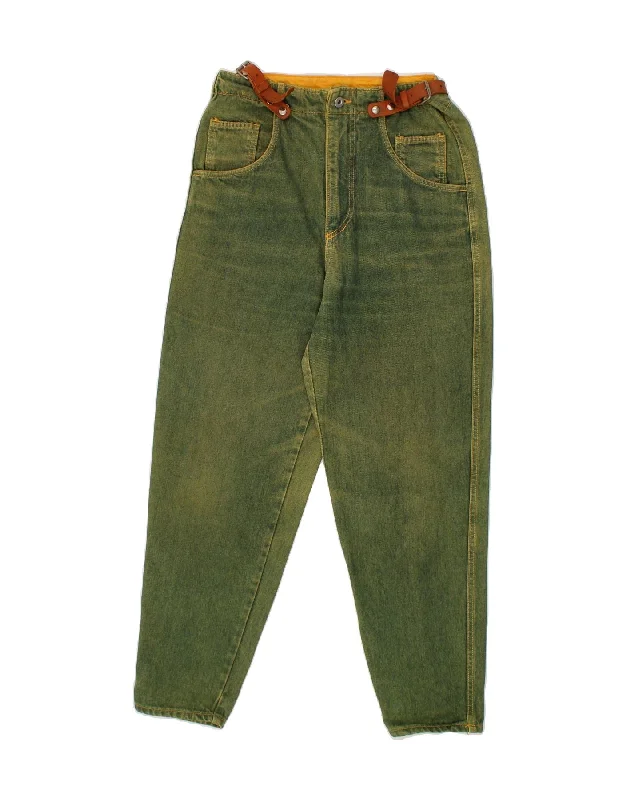 VINTAGE Womens Tapered Jeans EU 40 Medium W30 L27 Green Cotton Elegant Tapered Leg Denim