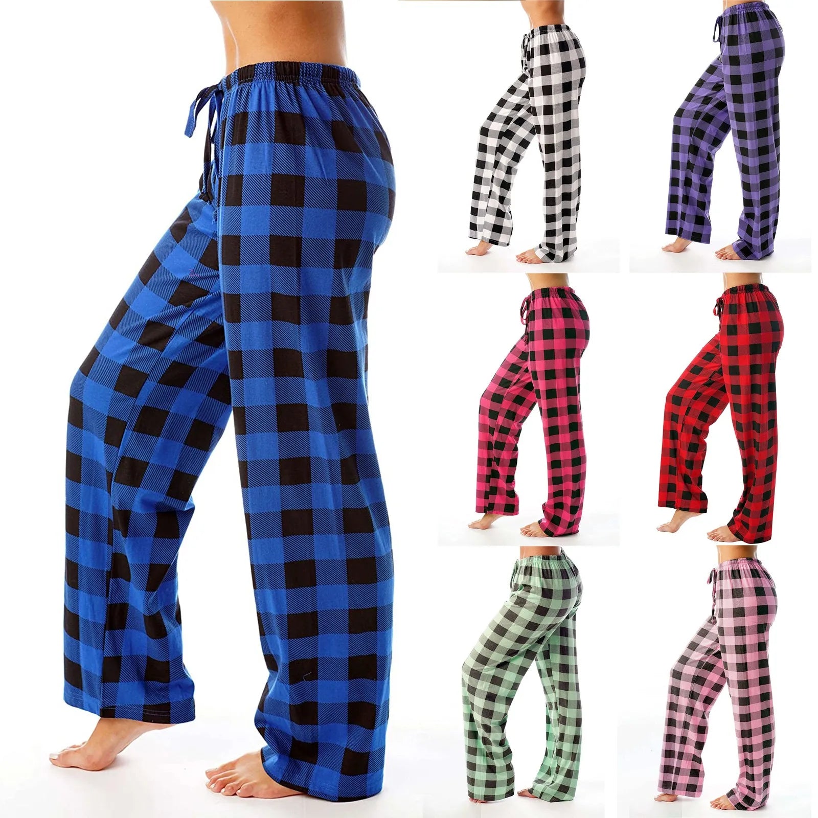 Women Christmas Pajama pants Autumn Winter Plaid Printed Pants Fashionable Button-Up Pants Women Christmas Pajama pants Autumn Winter Plaid Printed Pants Fashionable Button-Up Pants