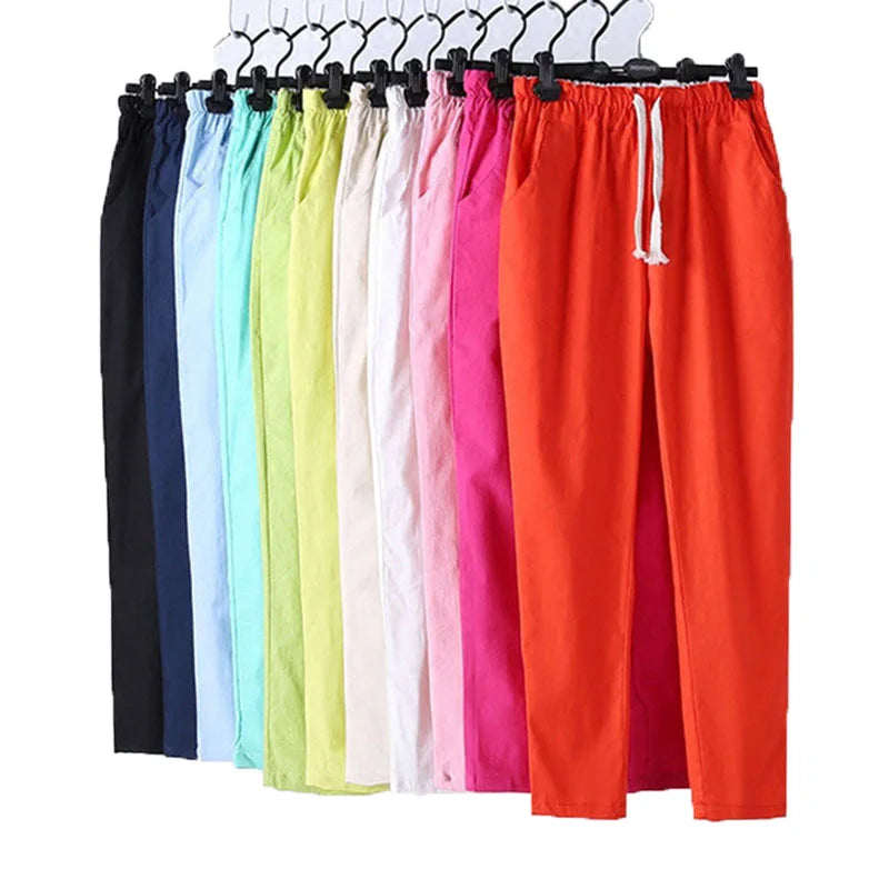 Women Pants Spring Summer Casual Harem Pants Cotton Elastic waist Formal Wide-Leg Pants Women Pants Spring Summer Casual Harem Pants Cotton Elastic waist Formal Wide-Leg Pants
