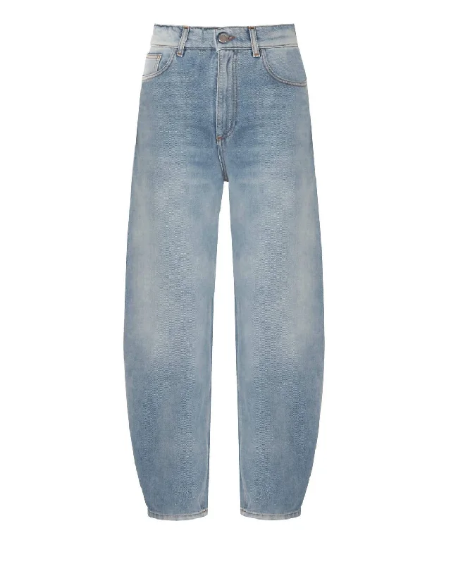 Women's Barrel Jeans In Hyperwashed Cozy Wide-Legged Jeans