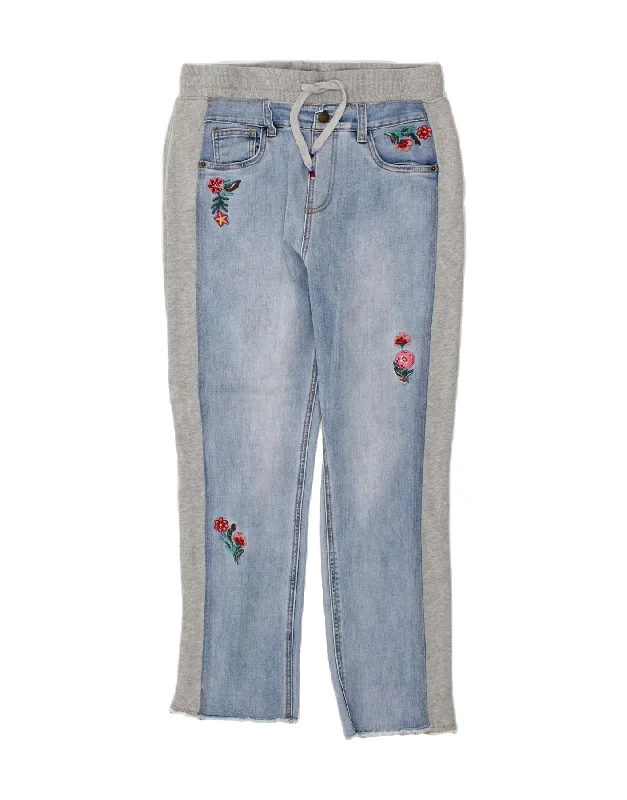 DESIGUAL Womens Slim Jeans  Medium W30 L27 Blue Floral Cotton Casual Distressed Denim Jeans