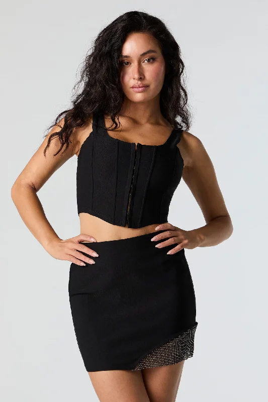 Rhinestone Hem Mini Skirt casual skirt length