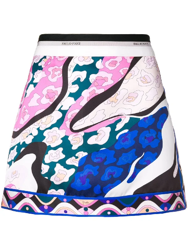 abstract print mini skirt button skirt front