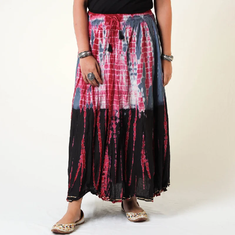 Multicolor - Shibori Tie-Dye Cotton Long Skirt linen skirt natural