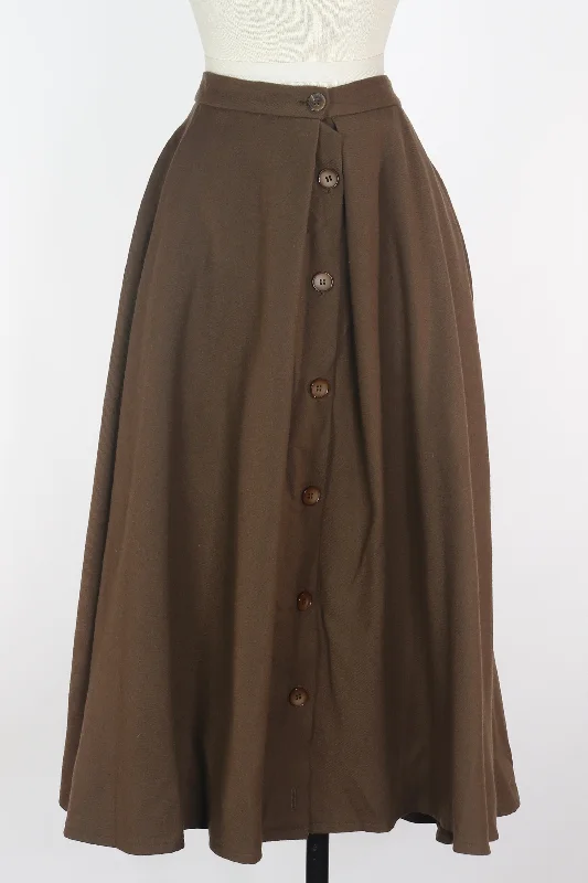 90s I. Magnin Brown Wool Skirt             w27 silk skirt luxurious