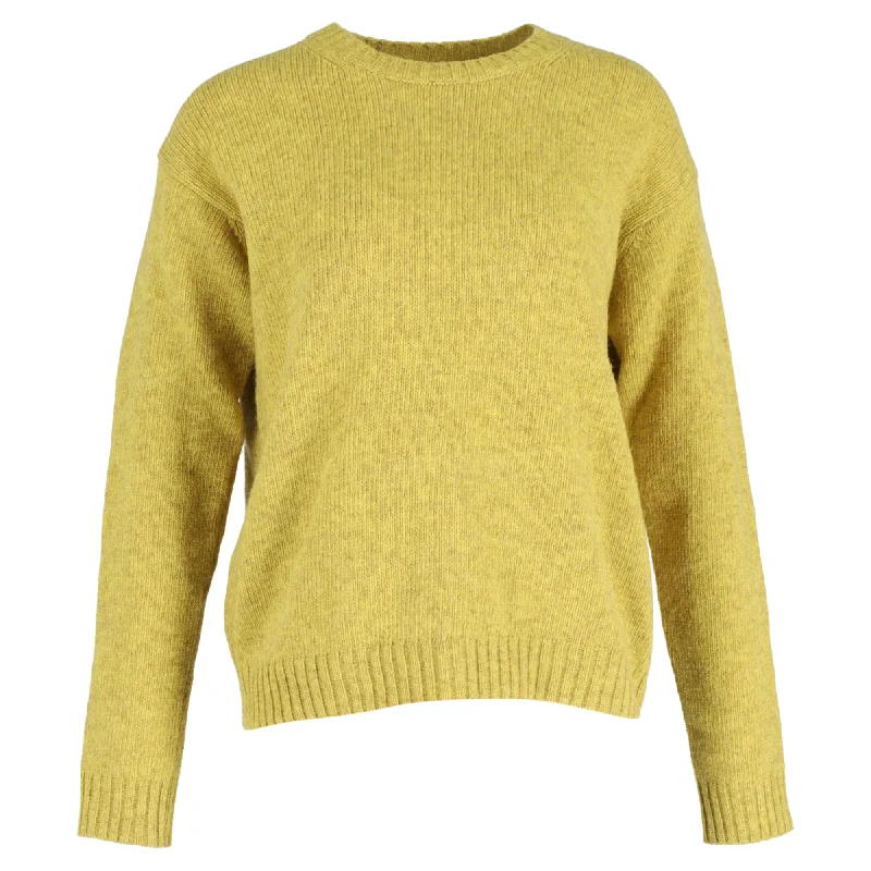 Acne Studios Knitted Sweater in Yellow Wool Knit Fabric Woven Fabric Fleece Fabric