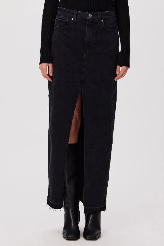 Angela Maxi Skirt - Iridium leather skirt refined