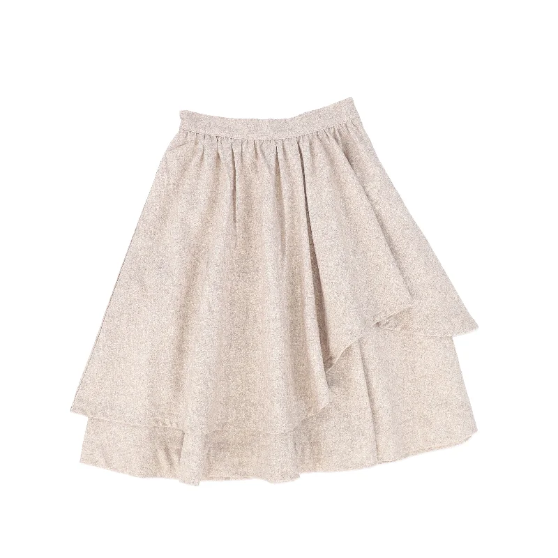 Bamboo Oatmeal Wool Layered Skirt tiered skirt playful