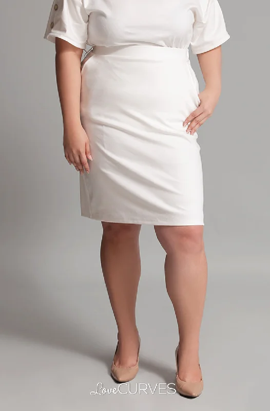 Basic Pencil Skirt with Pockets - Cream lace skirt elegant