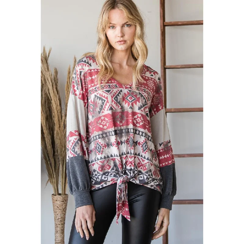 Beautiful Aztec Print Long Sleeve Sweater Modern Contemporary Chic