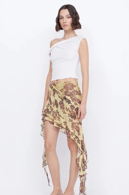 Bec & Bridge Malibu Bay Frill Skirt - Citrus Floral leather skirt durable