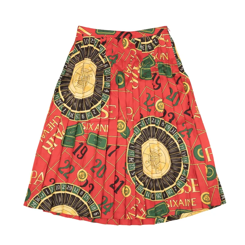 POLO BY RALPH LAUREN Red Pleated Reissue Print Long Skirt relaxed fit skirt