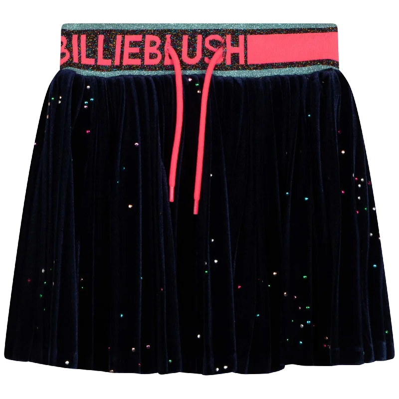 BILLIEBLUSH GLITTER VELVET SKIRT WITH LOGO ELASTIC WAIST linen skirt light