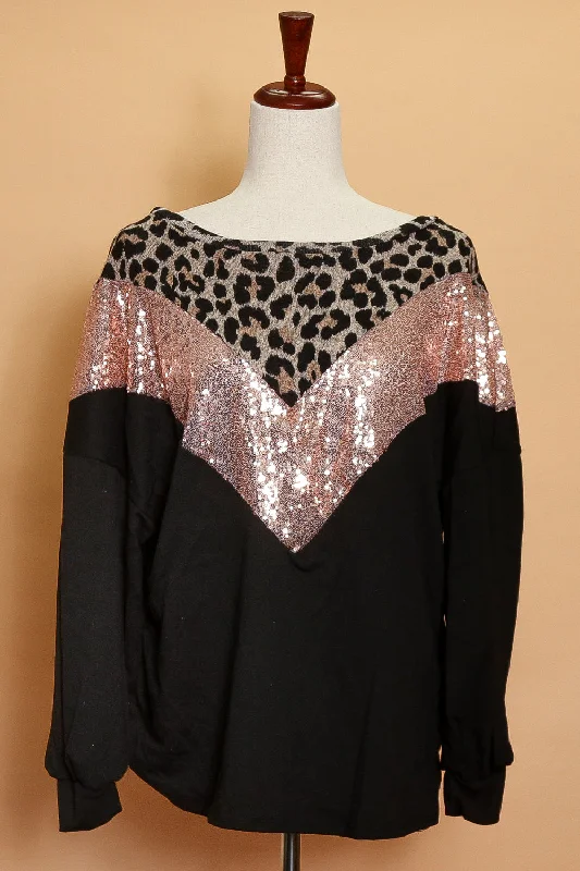 Black Animal Sequin Sweater (5pc) Rayon Fabric Velvet Fabric Corduroy Fabric