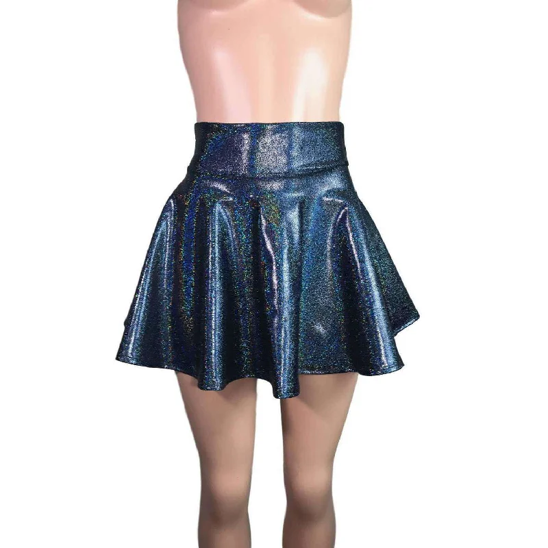 Skater Skirt - Black Holographic silk skirt lustrous