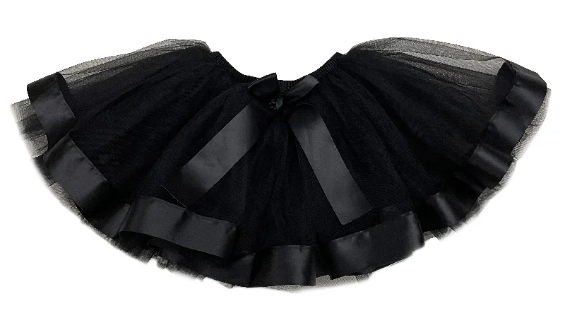 Black Wide Ribbon Tutu Skirt tiered skirt playful