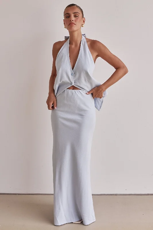 Brioni Maxi Skirt (Blue) velvet skirt rich