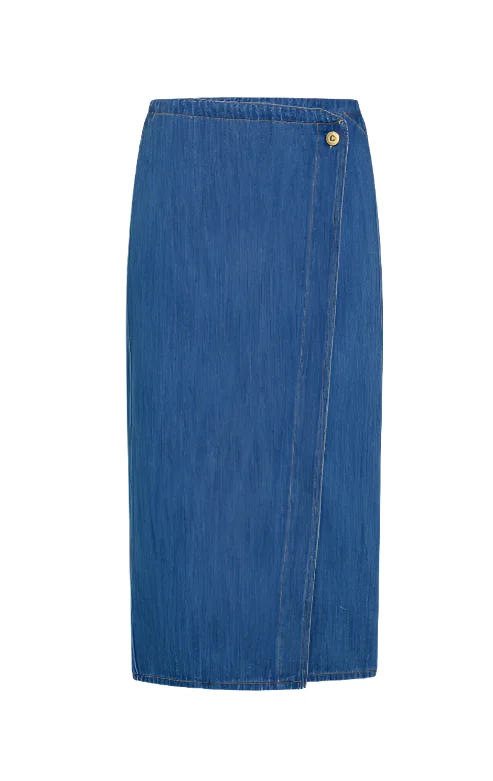 Calvary Denim Longuette Wrap Skirt chiffon skirt flowing