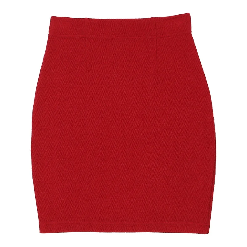 Caponi Mini Mini Skirt - 24W UK 4 Red Cotton lace skirt romantic