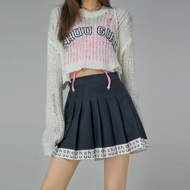 Hem Band Mini Tennis Pleated Skirt linen skirt breathable