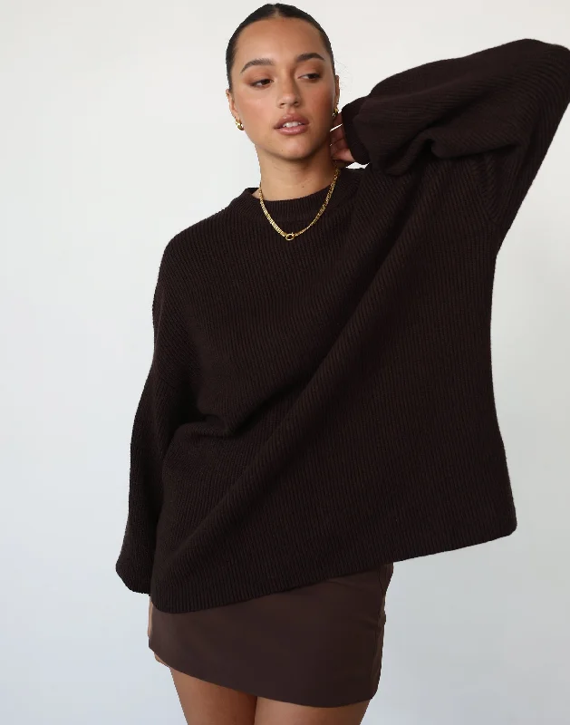 Cody Oversized Jumper (Chocolate) Faux Fur Fabric Real Fur Fabric Shearling Fabric