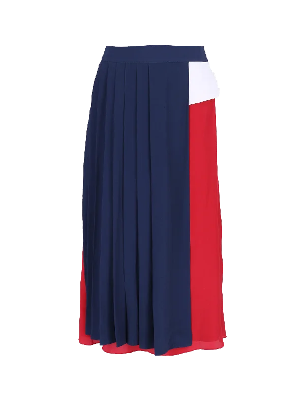 colour-block pleated midi skirt cashmere skirt soft