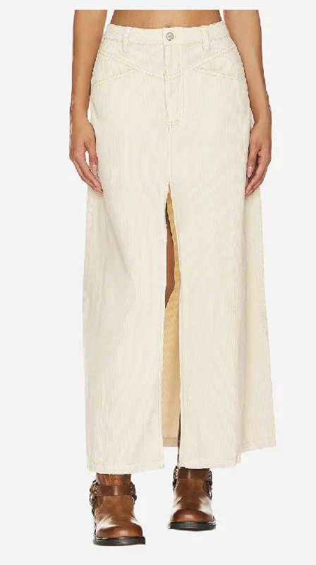 Free People Come As You Are Cord Maxi Skirt in Beechwood corduroy skirt textured