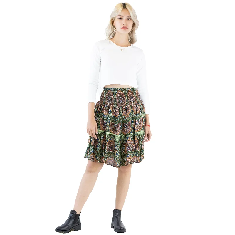 Contrast Mandala 127 Women's Skirt in Green SK0090 020127 02 vintage skirt charm