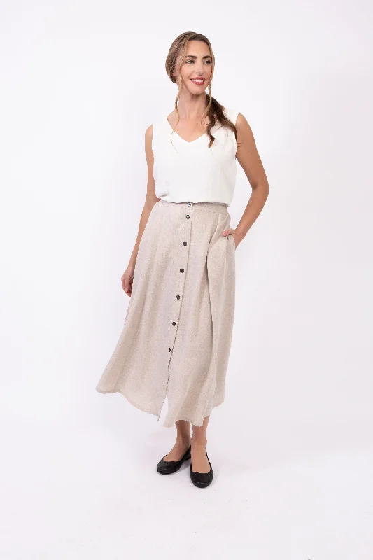 AASK13 - Phoebe Maxi Linen Skirt wool skirt breathable