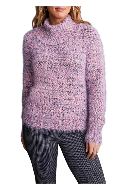 Cowl Neck Eyelash Sweater In Orchid Boxy Sweater Fitted Sweater A-Line