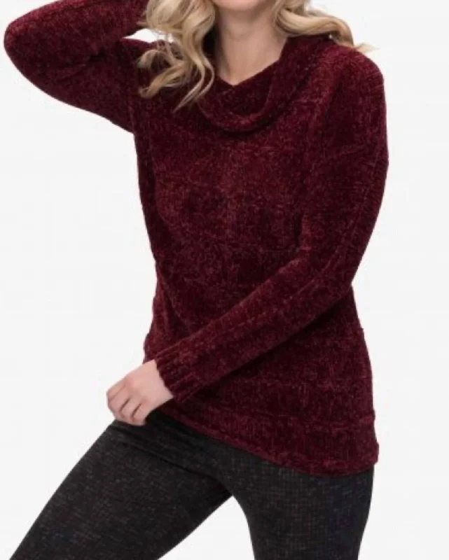 Cowl Neck Sweater In Burgundy Fitted Loose Oversized