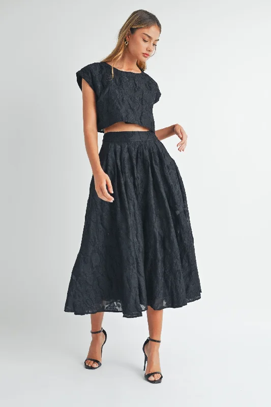 CROP TOP AND MIDI SKIRT SET high slit skirt