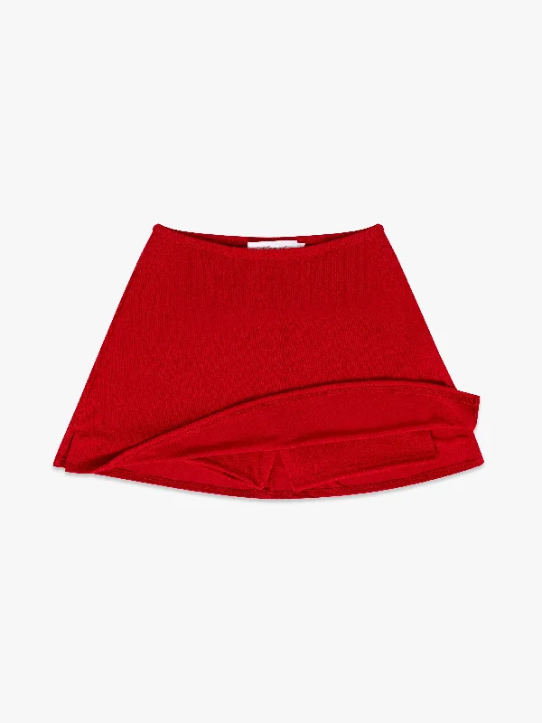 Darcy Skort - Red Slinky leather skirt bold