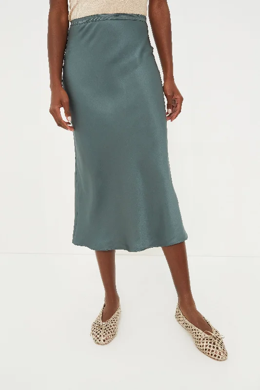 Dark Sage Bar Silk Skirt asymmetrical skirt cut